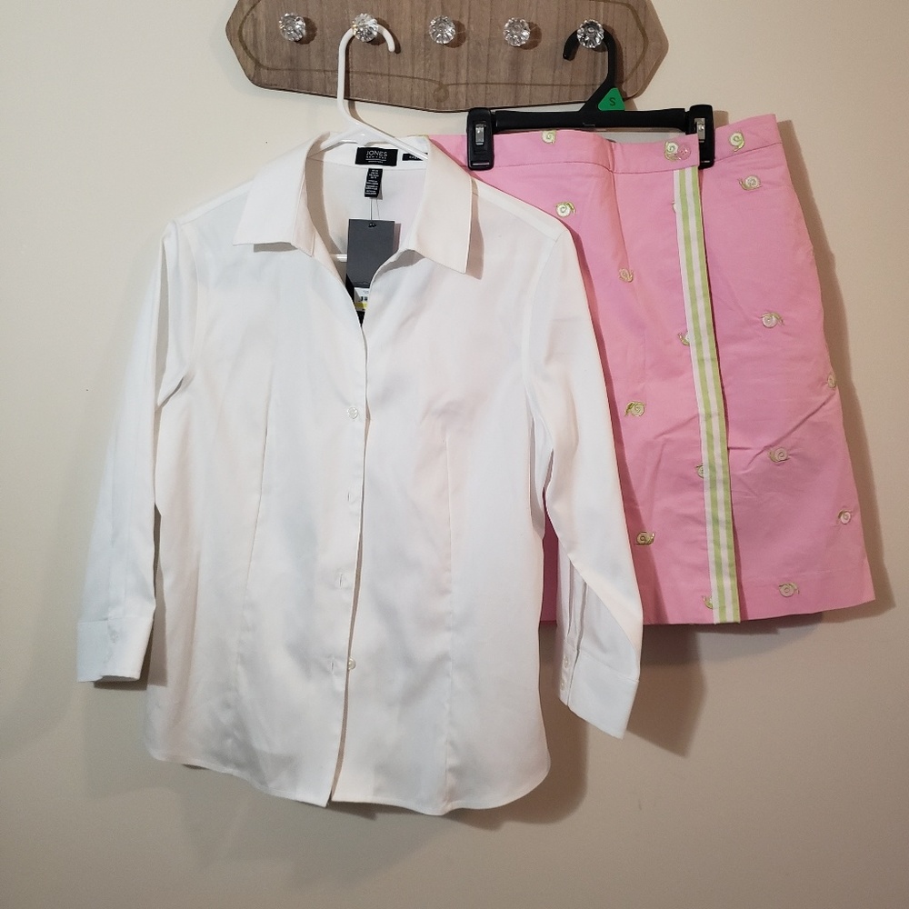 Lilly Pulitzer skirt and Jones New York blouse